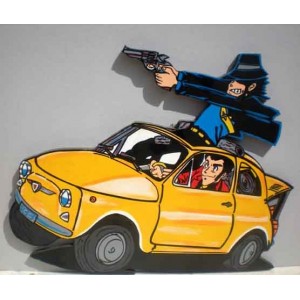 Fiat 500 Lupin & Jigen - sagoma in legno